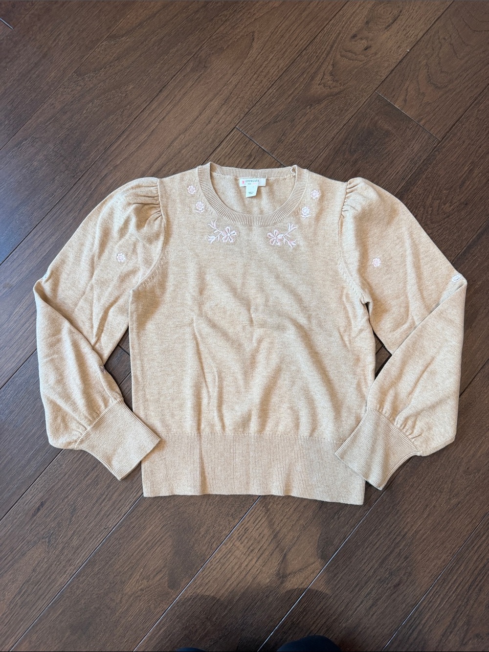 Crewcuts Beige Crewneck Sweater with Pastel Embroidery Large 10/12 - C13-030